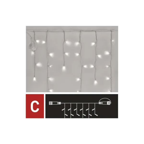 EMOS Lighting Standard LED spoj. reťaz blikajúca – cencúle, 2,5 m, vonkajšia, studená biela