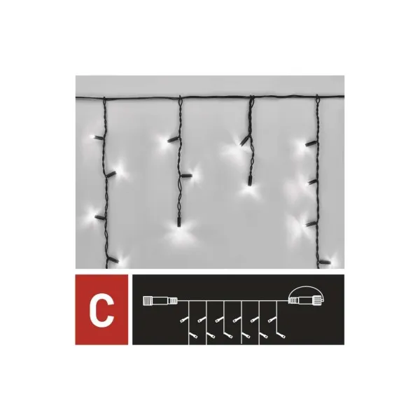 EMOS Lighting Profi LED spoj. reťaz preblikávajúca – cencúle, 3 m, vonkajšia, studená biela