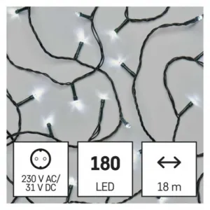 EMOS Lighting LED vianočná reťaz, 18 m, vonkajšia aj vnútorná, studená biela, časovač
