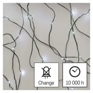 EMOS Lighting LED vianočná nano reťaz zelená, 15 m, vonkajšia aj vnútorná, studená biela, časovač