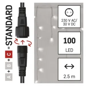 EMOS Lighting Standard LED spoj. reťaz blikajúca – cencúle, 2,5 m, vonkajšia, studená biela