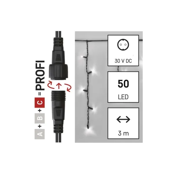 EMOS Lighting Profi LED spoj. reťaz preblikávajúca – cencúle, 3 m, vonkajšia, studená biela
