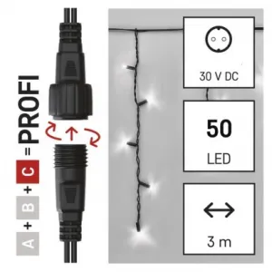 EMOS Lighting Profi LED spoj. reťaz preblikávajúca – cencúle, 3 m, vonkajšia, studená biela