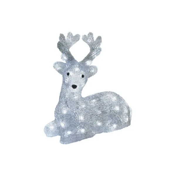 EMOS Lighting LED vianočný jelenček, 27 cm, vonkajší aj vnútorný, studená biela, časovač
