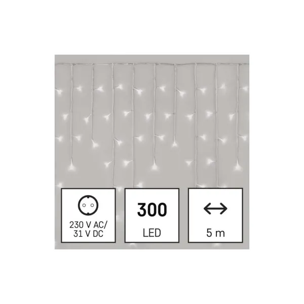 EMOS Lighting LED vianoč. cencúle, 5 m, vonkajšie aj vnútor., studená biela, ovládač, programy, časovač
