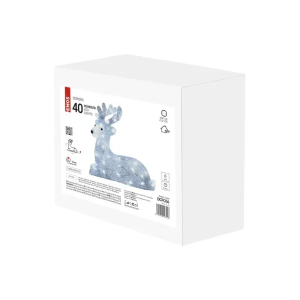 EMOS Lighting LED vianočný jelenček, 27 cm, vonkajší aj vnútorný, studená biela, časovač