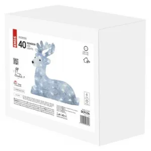 EMOS Lighting LED vianočný jelenček, 27 cm, vonkajší aj vnútorný, studená biela, časovač