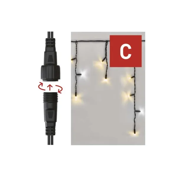 EMOS Lighting Profi LED spojovacia reťaz preblikávajúca – cencúle, 3 m, vonkajšia, teplá/studená biela