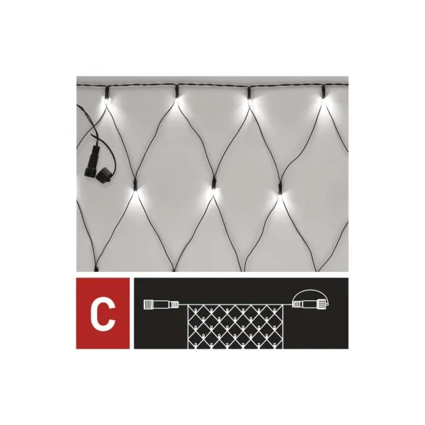 EMOS Lighting Standard LED spojovacia vianočná reťaz – sieť, 1,5x2 m, vonkajšia, studená biela