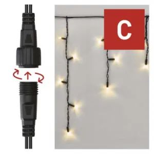 EMOS Lighting Profi LED spojovacia reťaz čierna – cencúle, 3 m, vonkajšia, teplá biela