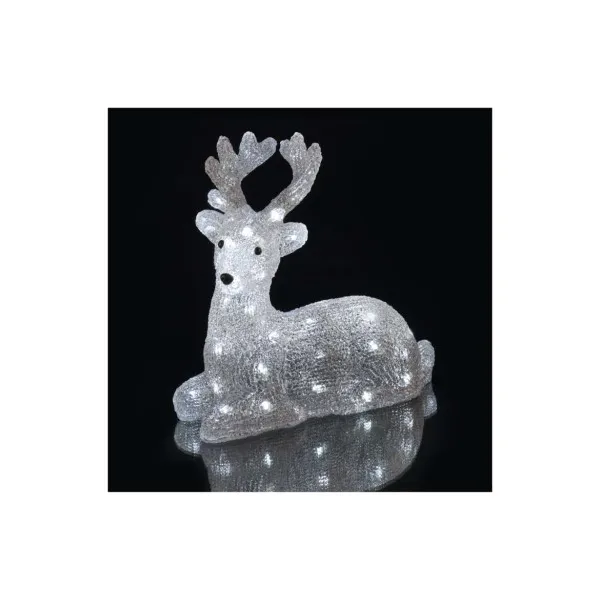 EMOS Lighting LED vianočný jelenček, 27 cm, vonkajší aj vnútorný, studená biela, časovač