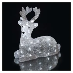 EMOS Lighting LED vianočný jelenček, 27 cm, vonkajší aj vnútorný, studená biela, časovač