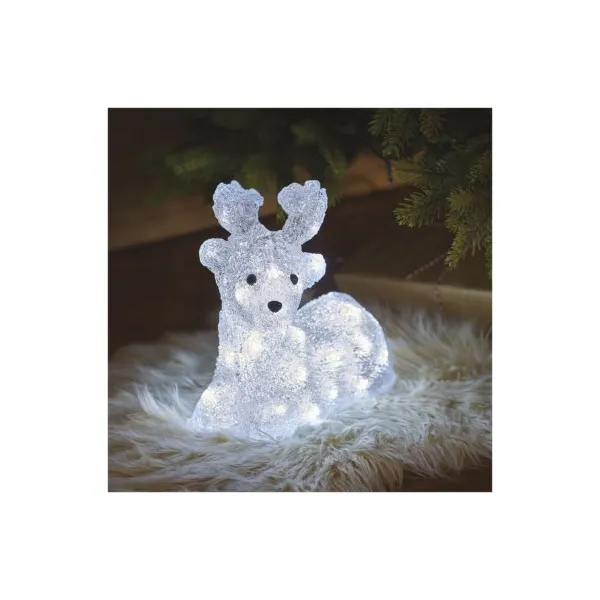 EMOS Lighting LED vianočný jelenček, 27 cm, vonkajší aj vnútorný, studená biela, časovač