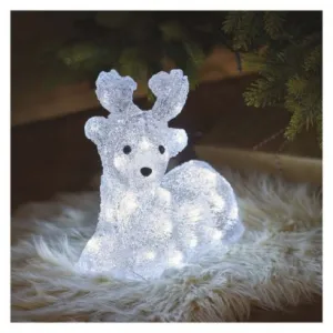 EMOS Lighting LED vianočný jelenček, 27 cm, vonkajší aj vnútorný, studená biela, časovač