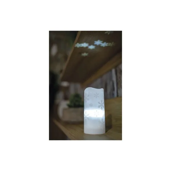 EMOS Lighting LED dekoratívny projektor – vločky, 3x AAA, vnútorný, studená biela