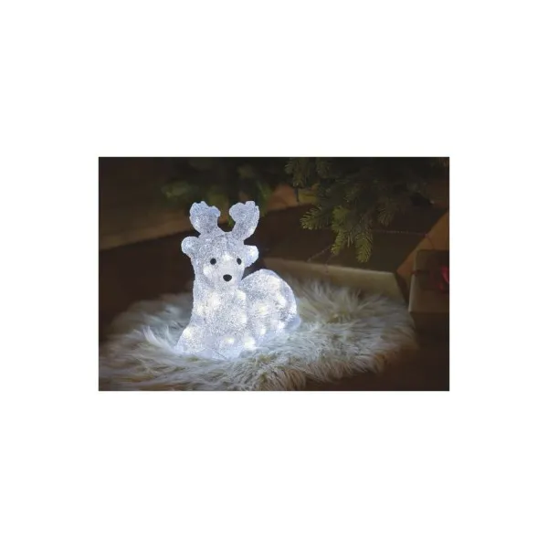 EMOS Lighting LED vianočný jelenček, 27 cm, vonkajší aj vnútorný, studená biela, časovač
