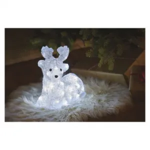 EMOS Lighting LED vianočný jelenček, 27 cm, vonkajší aj vnútorný, studená biela, časovač