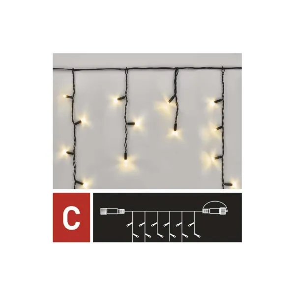 EMOS Lighting Profi LED spojovacia reťaz čierna – cencúle, 3 m, vonkajšia, teplá biela