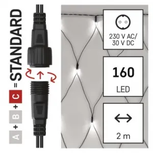 EMOS Lighting Standard LED spojovacia vianočná reťaz – sieť, 1,5x2 m, vonkajšia, studená biela