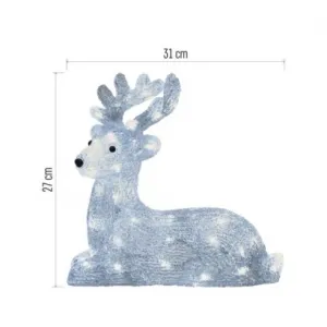 EMOS Lighting LED vianočný jelenček, 27 cm, vonkajší aj vnútorný, studená biela, časovač