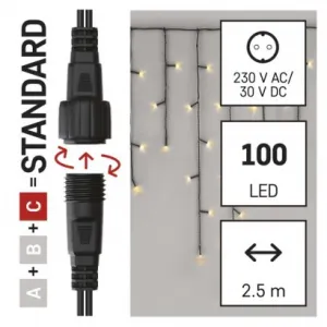 EMOS Lighting Standard LED spojovacia vianočná reťaz – cencúle, 2,5 m, vonkajšia, teplá biela