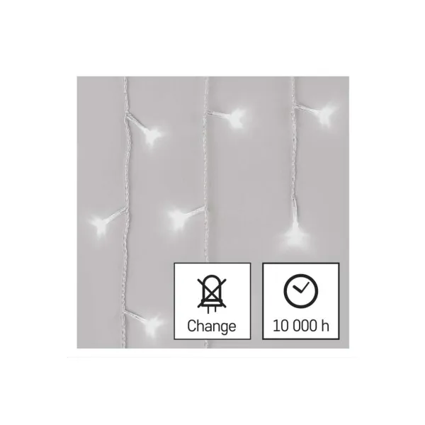 EMOS Lighting LED vianoč. cencúle, 5 m, vonkajšie aj vnútor., studená biela, ovládač, programy, časovač