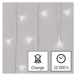 EMOS Lighting LED vianoč. cencúle, 5 m, vonkajšie aj vnútor., studená biela, ovládač, programy, časovač