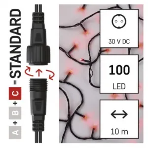 EMOS Lighting Standard LED spojovacia vianočná reťaz, 10 m, vonkajšia aj vnútorná, červená