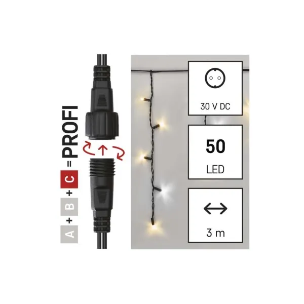 EMOS Lighting Profi LED spojovacia reťaz preblikávajúca – cencúle, 3 m, vonkajšia, teplá/studená biela