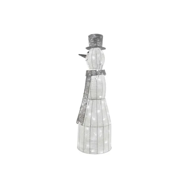 EMOS Lighting LED vianočný snehuliak ratanový, 124 cm, vnútorný, studená biela, časovač