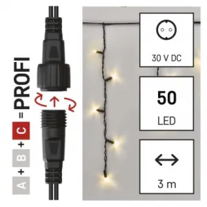 EMOS Lighting Profi LED spojovacia reťaz čierna – cencúle, 3 m, vonkajšia, teplá biela