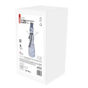 EMOS Lighting LED vianočný snehuliak ratanový, 124 cm, vnútorný, studená biela, časovač