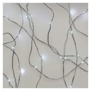EMOS Lighting LED vianočná nano reťaz strieborná, 10 m, vonkajšia aj vnútorná, studená biela, časovač