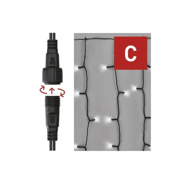 EMOS Lighting Standard LED spojov. vianočná reťaz – záclona, 1x2 m, vonkajšia, studená biela
