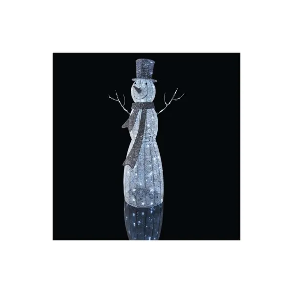 EMOS Lighting LED vianočný snehuliak ratanový, 124 cm, vnútorný, studená biela, časovač
