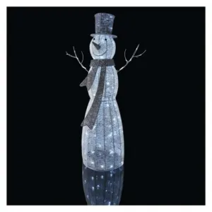 EMOS Lighting LED vianočný snehuliak ratanový, 124 cm, vnútorný, studená biela, časovač