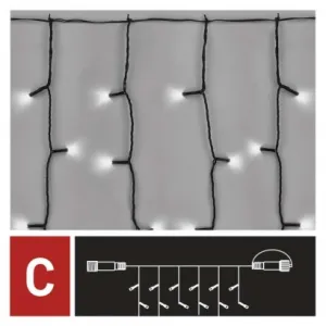 EMOS Lighting Standard LED spojov. vianočná reťaz – záclona, 1x2 m, vonkajšia, studená biela