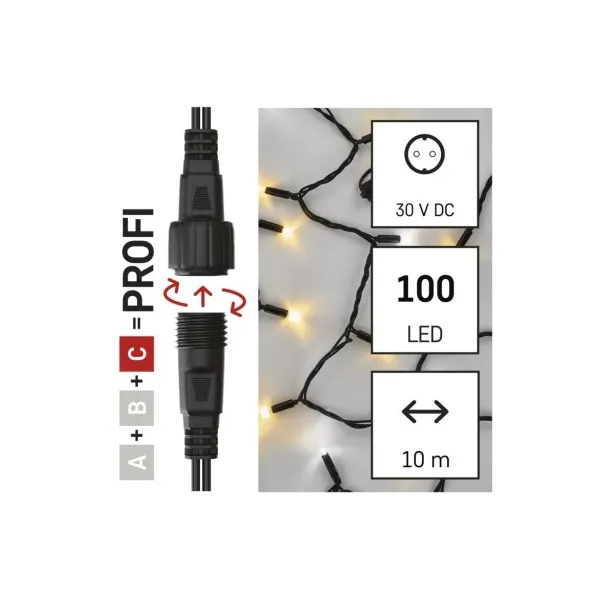 EMOS Lighting Profi LED spojovacia reťaz preblikávajúca, 10 m, vonkajšia, teplá/studená biela