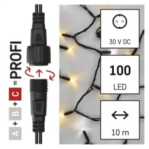 EMOS Lighting Profi LED spojovacia reťaz preblikávajúca, 10 m, vonkajšia, teplá/studená biela