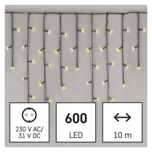 EMOS Lighting LED vianočné cencúle, 10 m, vonkajšie aj vnútorné, teplá biela, programy