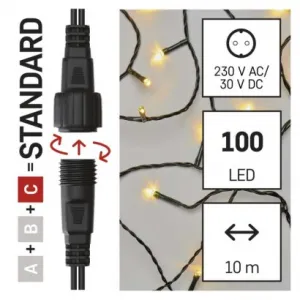 EMOS Lighting Standard LED spojovacia vianočná reťaz, 10 m, vonkajšia aj vnútorná, teplá biela