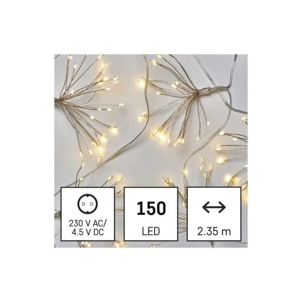 EMOS Lighting LED svetelná reťaz – svietiace trsy, nano, 2,35 m, vnútorná, teplá biela, časovač
