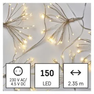 EMOS Lighting LED svetelná reťaz – svietiace trsy, nano, 2,35 m, vnútorná, teplá biela, časovač