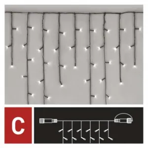 EMOS Lighting Standard LED spojovacia vianoč. reťaz – cencúle, 2,5 m, vonkajšia, studená biela