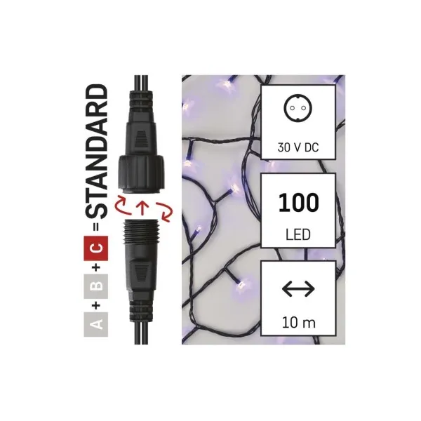 EMOS Lighting Standard LED spojovacia vianočná reťaz, 10 m, vonkajšia aj vnútorná, fialová