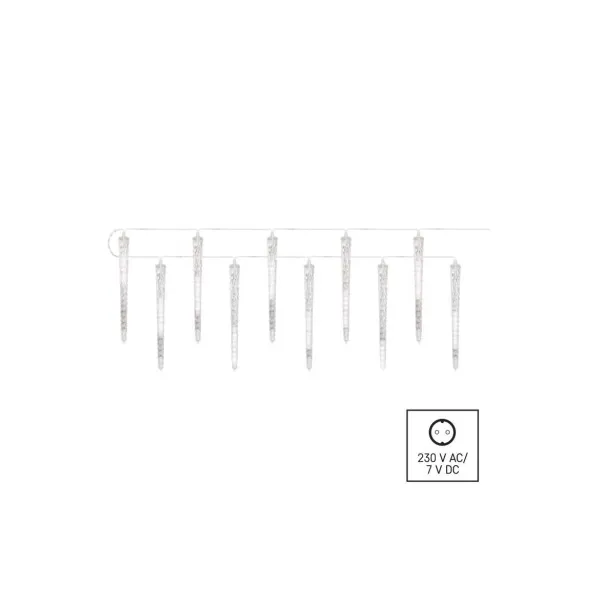 EMOS Lighting LED vianočná girlanda – 10x cencúľ, 3,6 m, vonkajšia aj vnútorná, studená biela