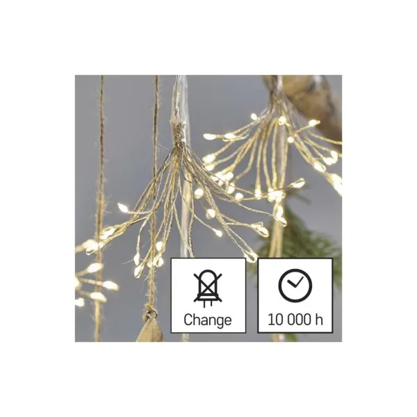 EMOS Lighting LED svetelná reťaz – svietiace trsy, nano, 2,35 m, vnútorná, teplá biela, časovač