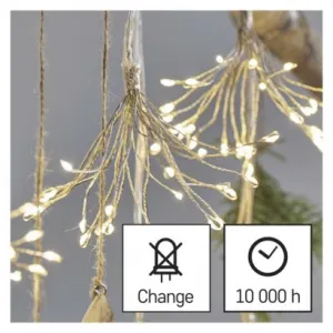 EMOS Lighting LED svetelná reťaz – svietiace trsy, nano, 2,35 m, vnútorná, teplá biela, časovač