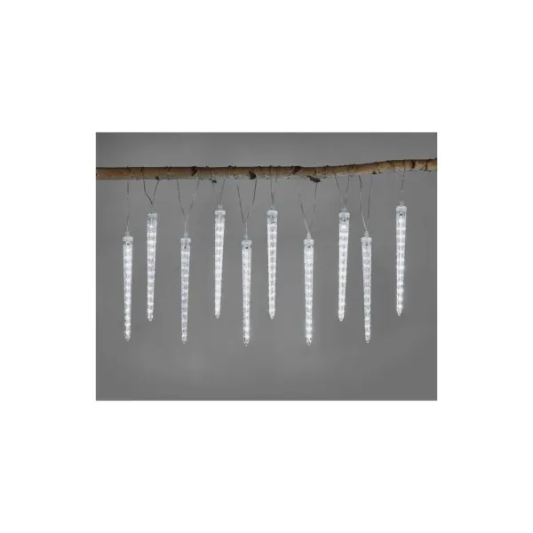 EMOS Lighting LED vianočná girlanda – 10x cencúľ, 3,6 m, vonkajšia aj vnútorná, studená biela