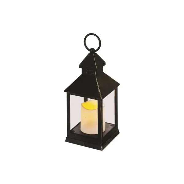 EMOS Lighting LED dekorácia – lampáš antik čierna blikajúca, 3x AAA, vnútorný, vintage, časovač